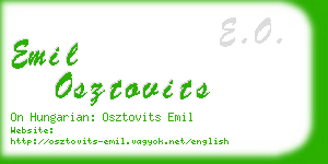 emil osztovits business card